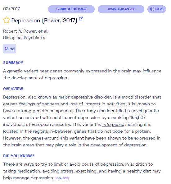 A depressão é genética? Relatório de amostra da Nebula Genomics