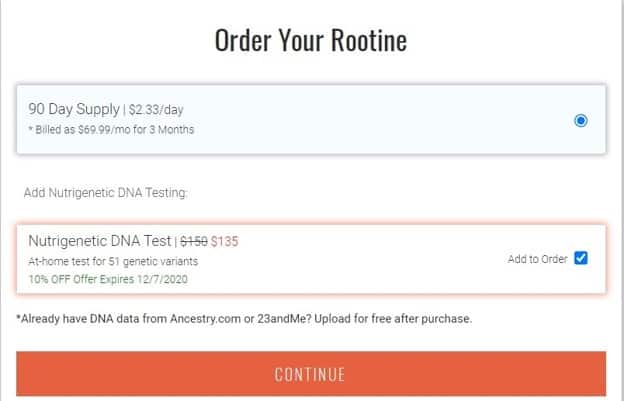 Rootineテストの注文