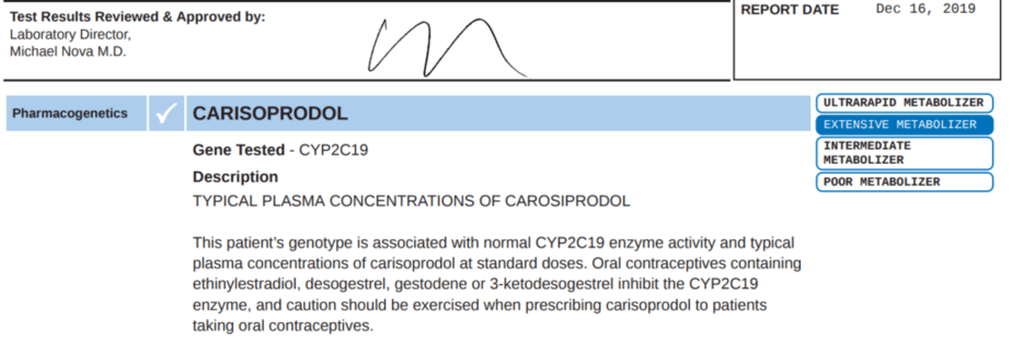 عينة OmePainMeds من Pathway Genomics