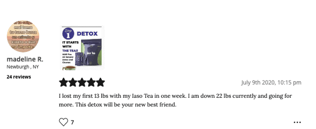Eine positive Bewertung von Iaso Tea