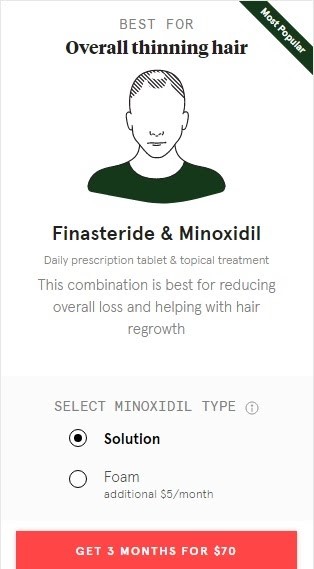 Conserve la solution de finastéride et de minoxidil