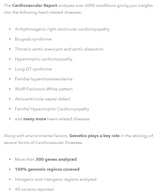 Descrição do que está incluído num relatório cardiovascular