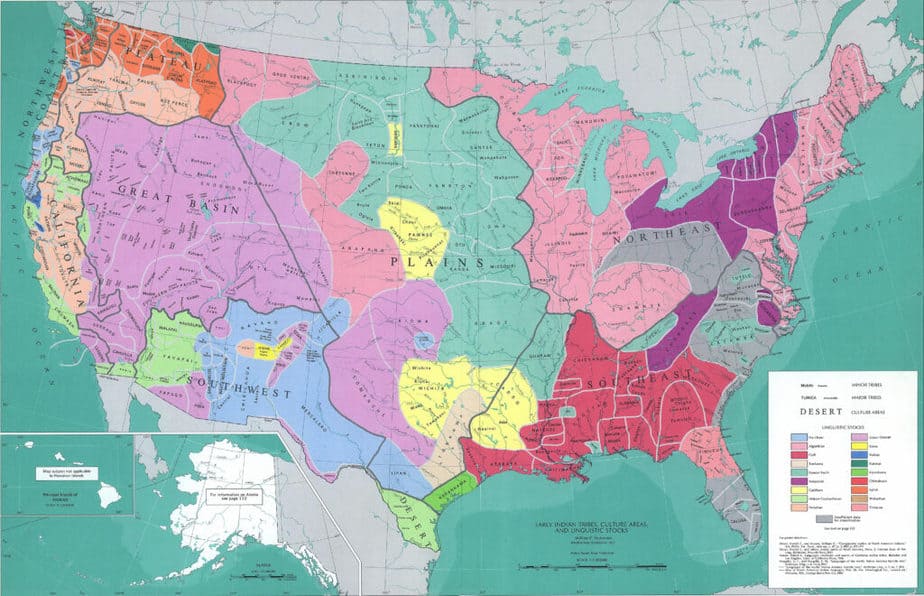 ネイティブアメリカンの部族の領土の地図の描画