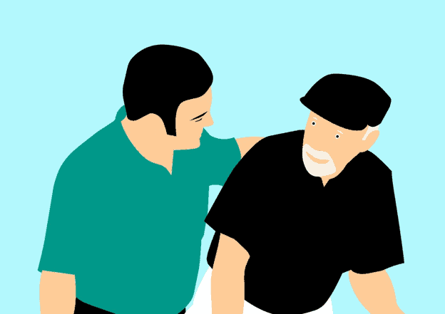 A caretaker and a person with dementia