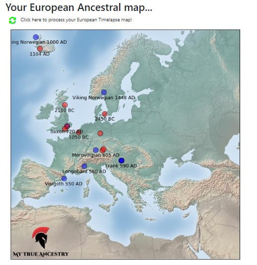 Mapa da Europa com localizações de algumas civilizações antigas