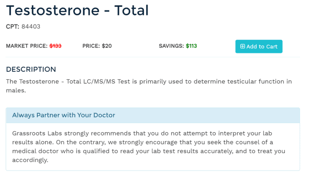 Testosterone Kit: Testosterone Free & Total Test