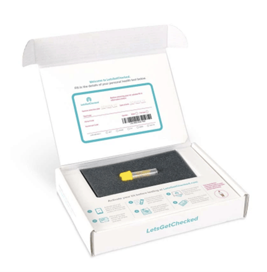 A LetsGetChecked thyroid test at home kit. 
