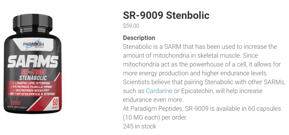 SR9009 SARM on Paradigm Peptides