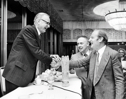 American geneticist Maclyn McCarty with Francis Crick and James D. Watson