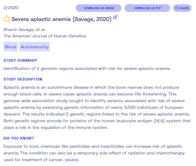 Sample report on anemia from Nebula Genomics