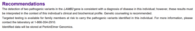 Recommendations from a PerkinElmer Genomics report