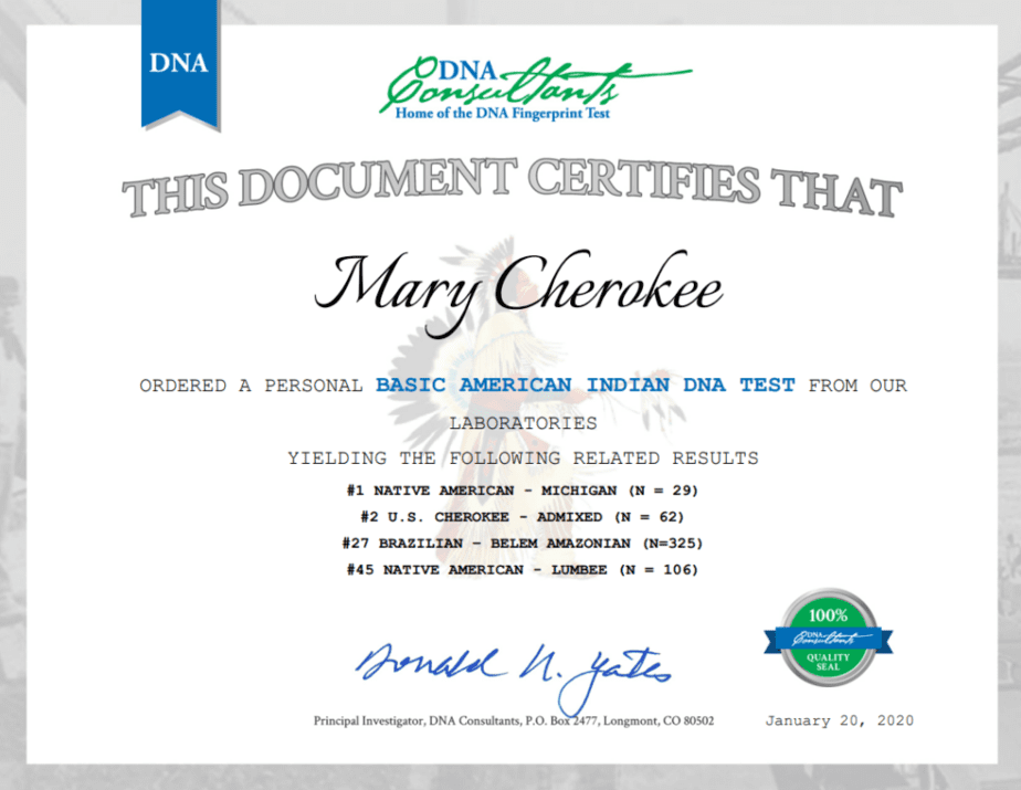 DNA certificate