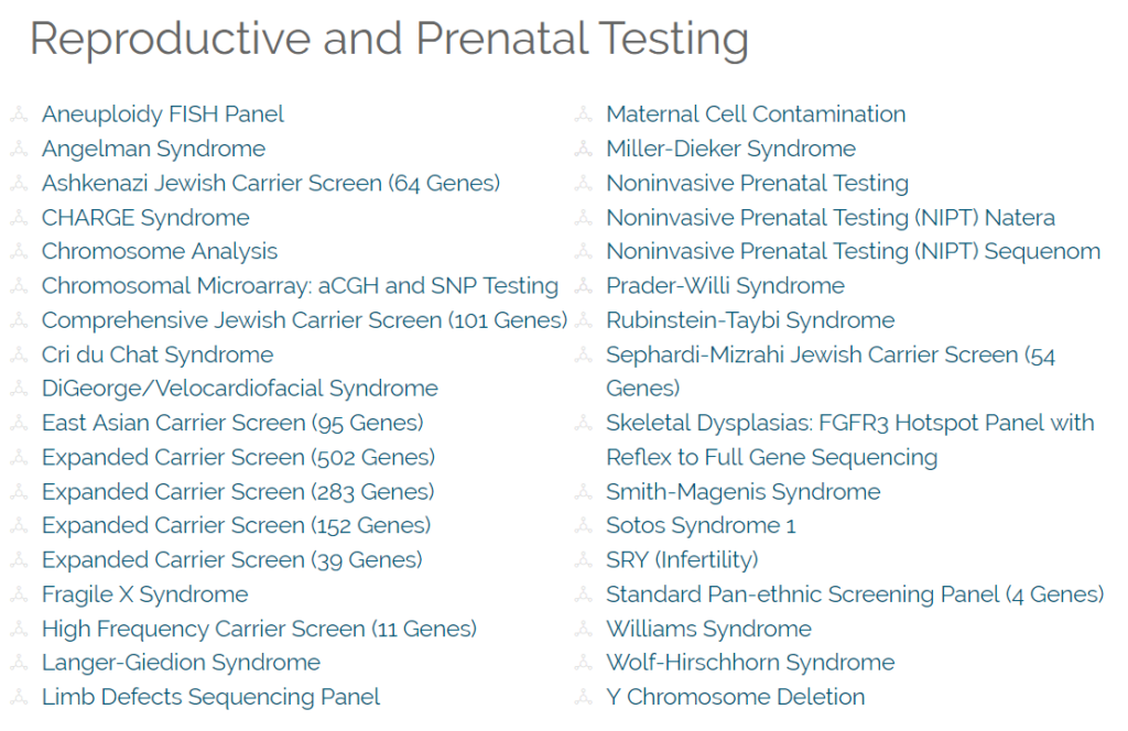 Sema4 reproductive and prenatal testing options