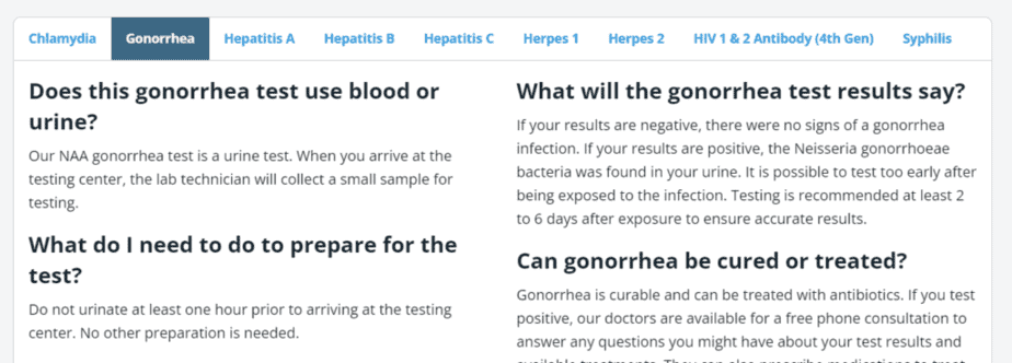 STD information is available on the STDcheck.com website