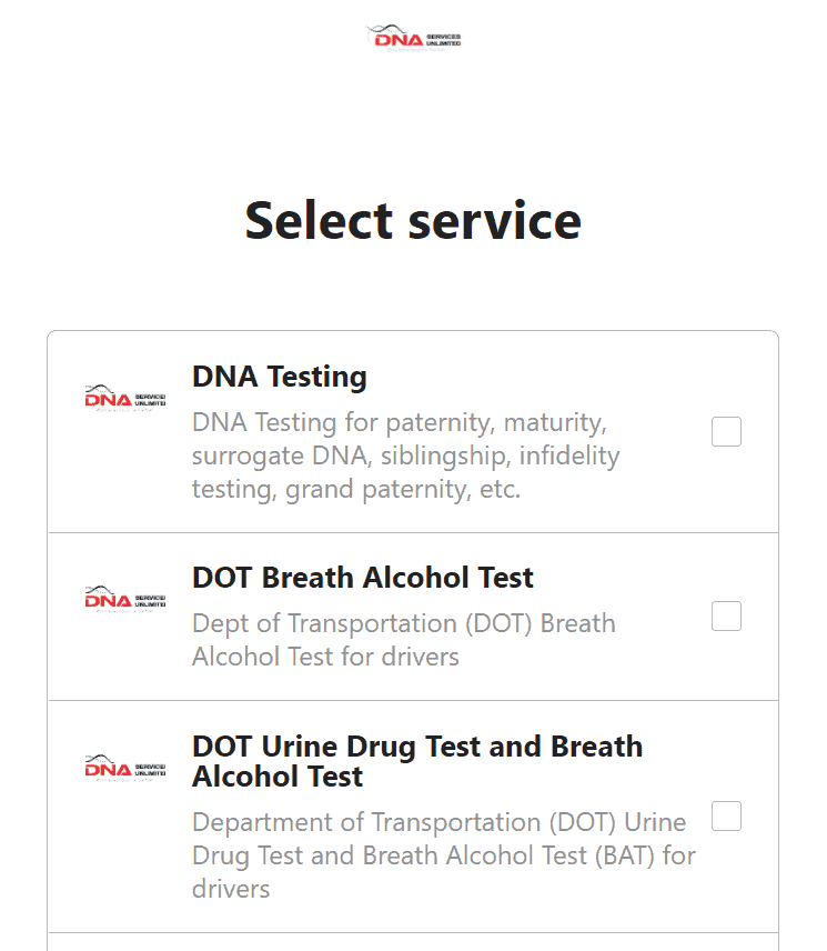 DNA Services Unlimited self-scheduling tool