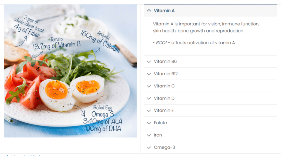 Sample of what is analyzed in a Nutrition test