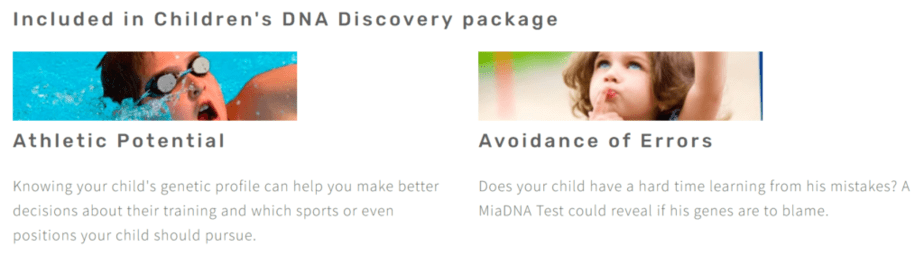 Sample of what is included in Children’s DNA Discovery package