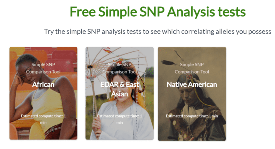 yourDNAportal offers a free SNP analysis for certain ethnicities