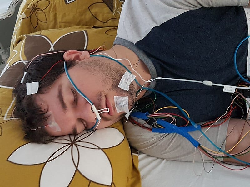 An example of a patient during a sleep study