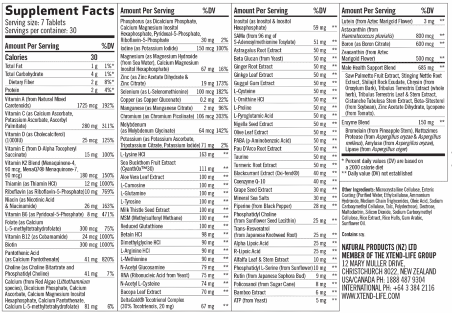 Supplement Facts in Total Balance Men’s Premium