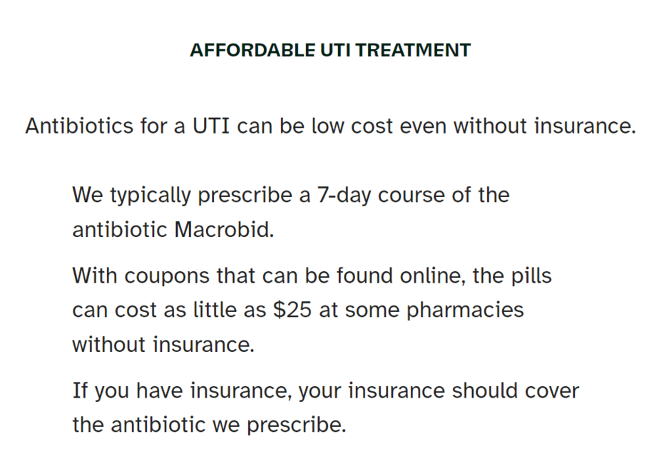 UTI treatment from Lemonaid Health