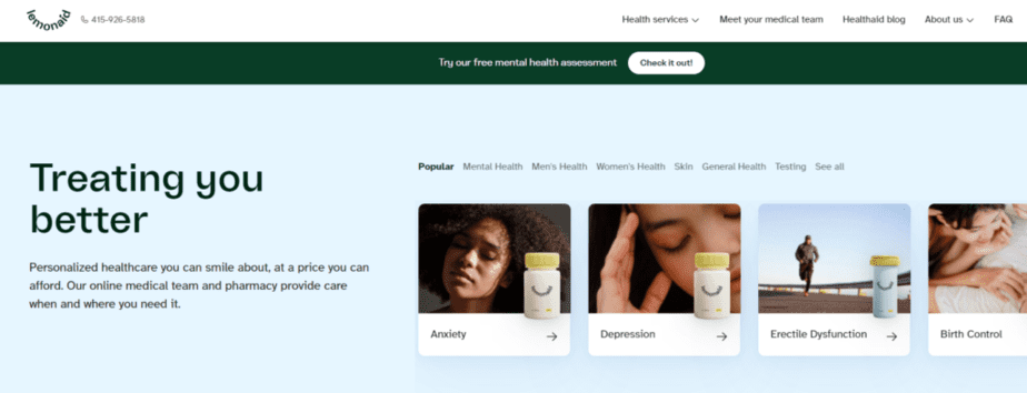 Lemonaid Health homepage