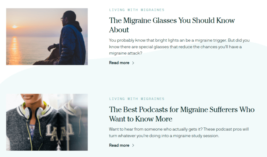 Sample of Cove Migraine blog