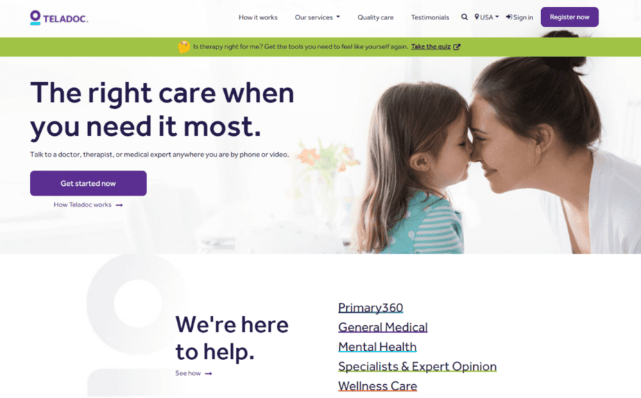 Teladoc Health homepage