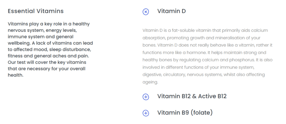 Section of the Immunity Health product page