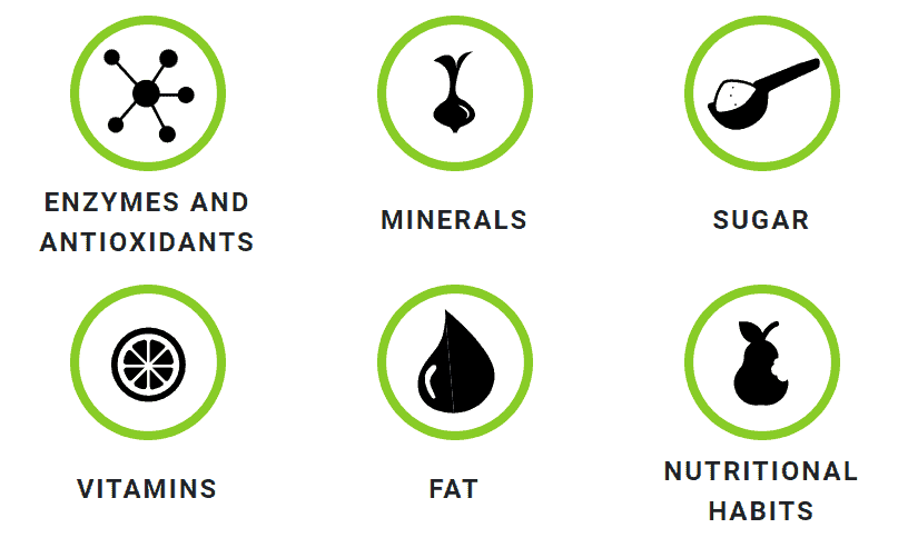 Nutrition report categories in a Silverberry Genomix report