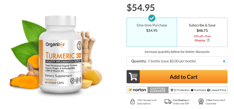 Purchasing Turmeric 3D from Organixx