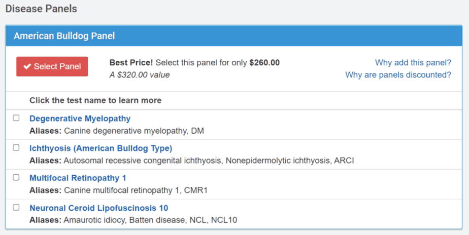 American Bulldog Disease Panel