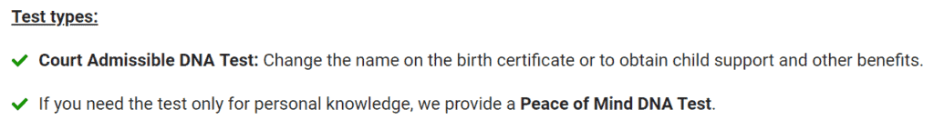 Types of paternity testing