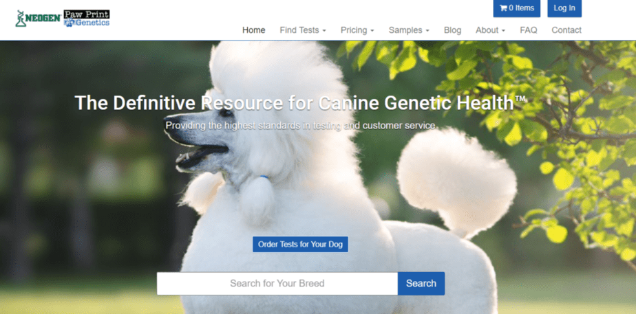 Paw Print Genetics homepage