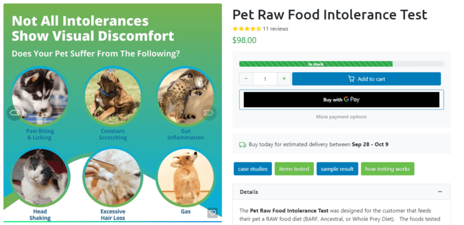 5Strands Pet Raw Food Intolerance test