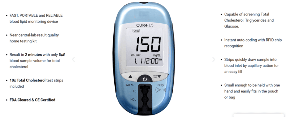 CURO L5 cholesterol monitor