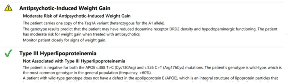 Risk profile in a sample report