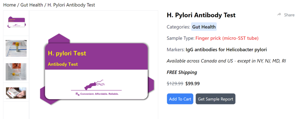 Test d'anticorps anti-H. pylori