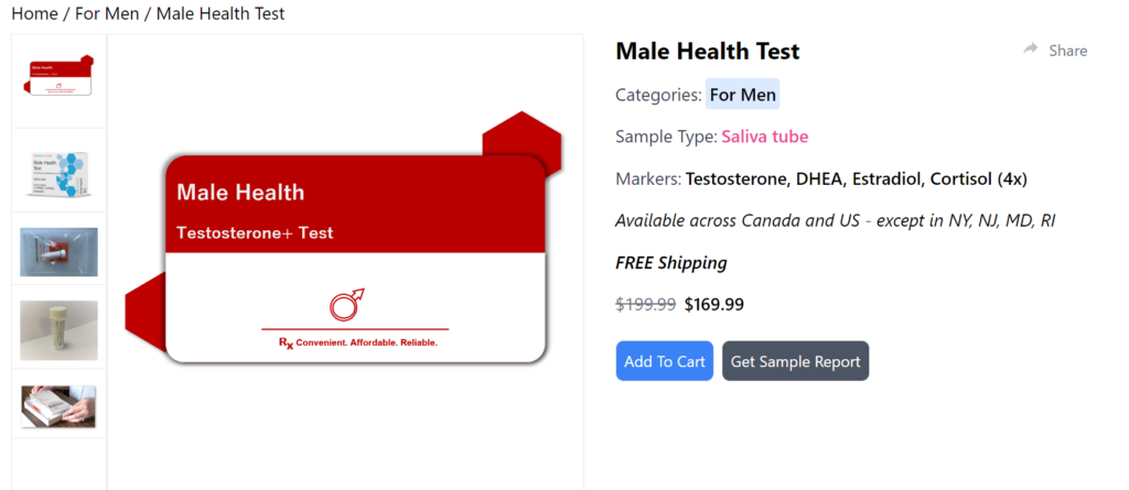 RxHomeTest teste de saúde masculino