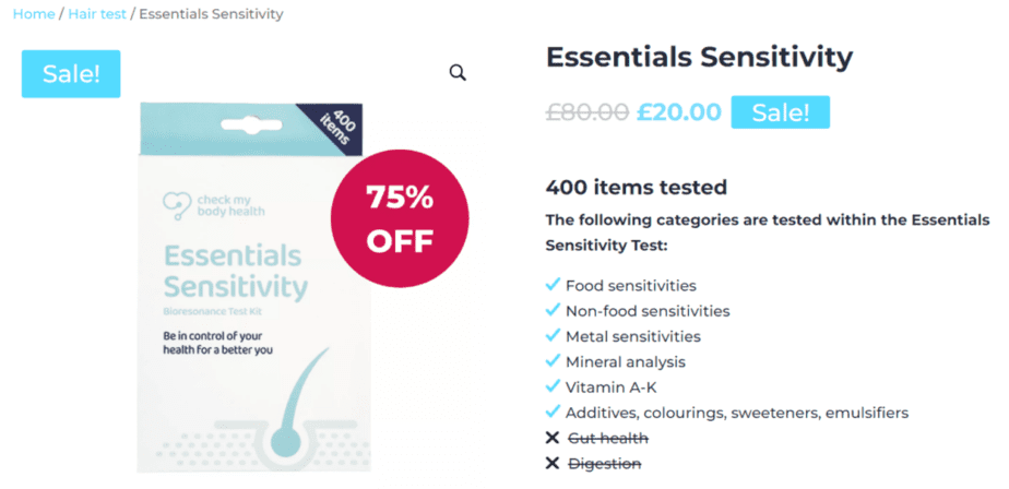 Essentials sensitivity ordering page