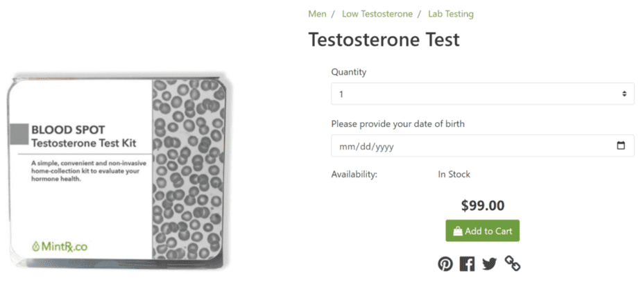 MintRx testosterone test kit