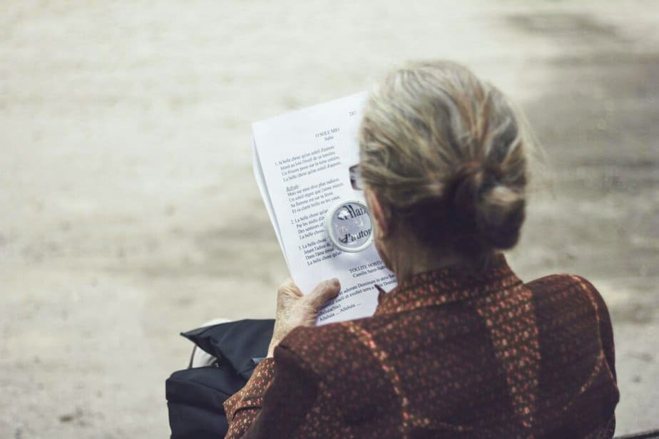 elderly lady reading