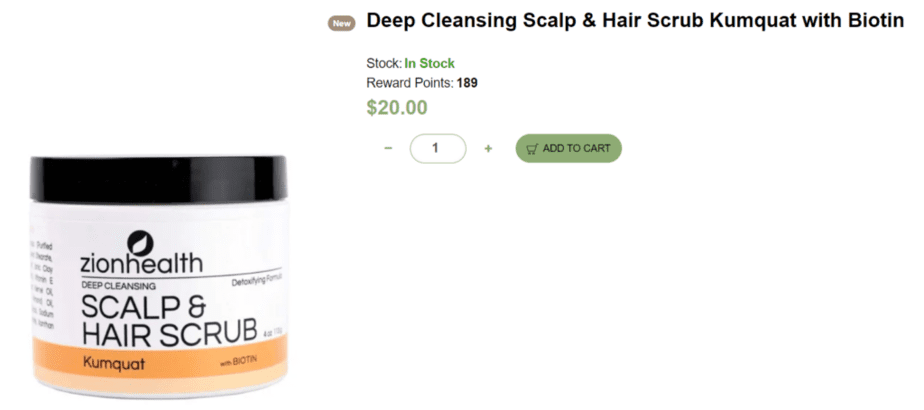 Zion Health deep cleansing scalp and hair scrub