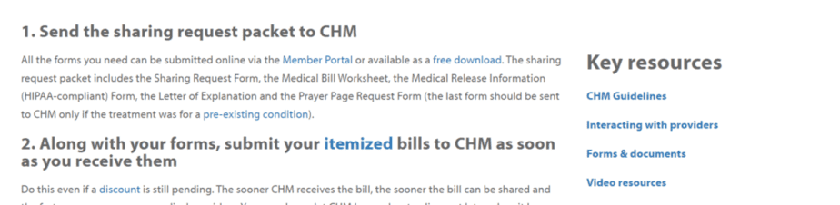 Sharing bills with Christian Healthcare Ministries