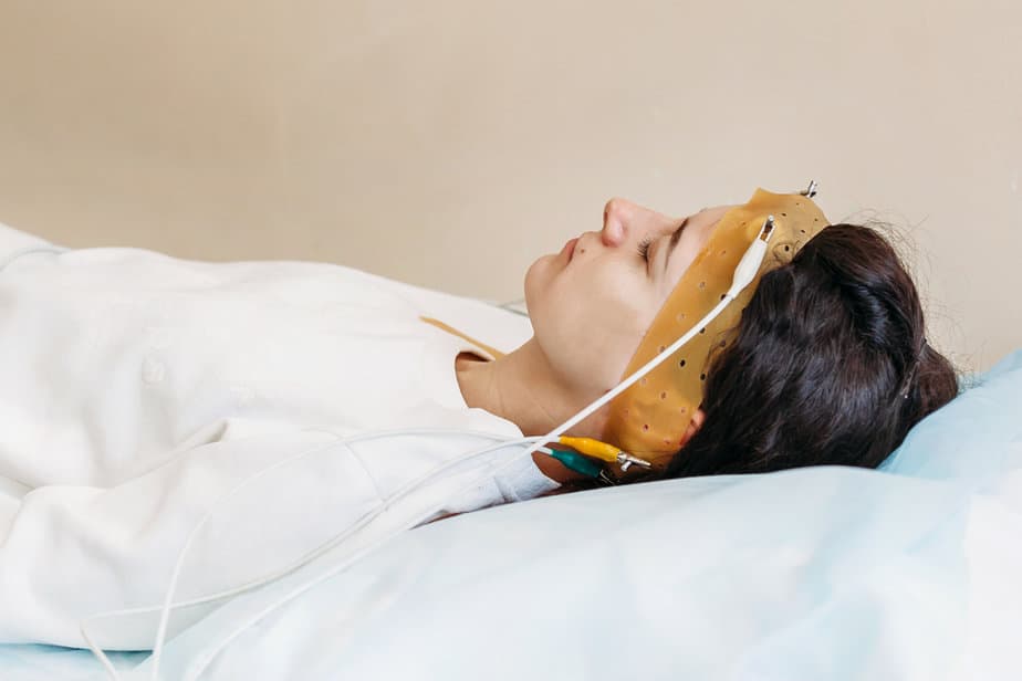 Woman in a sleep study