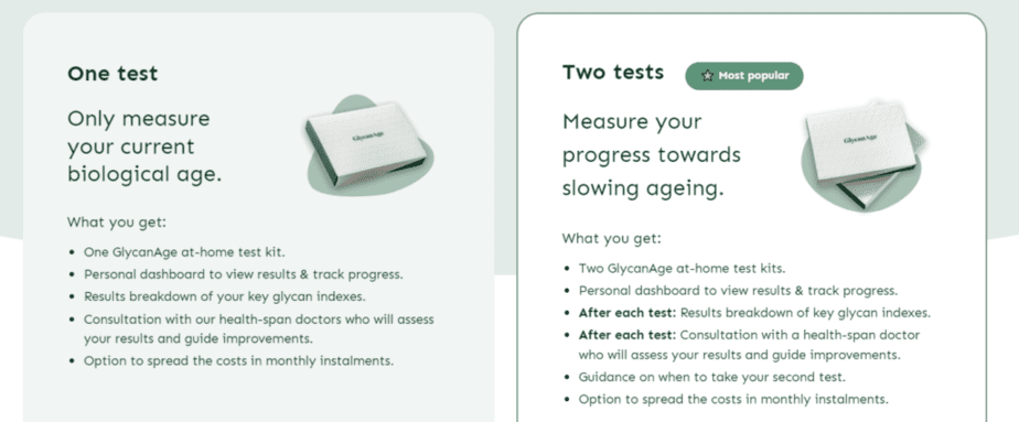 GlycanAge test options