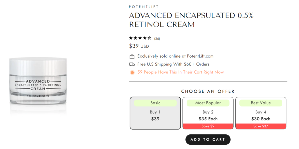 PotentLift Encapsulated 0.5% Retinol Cream