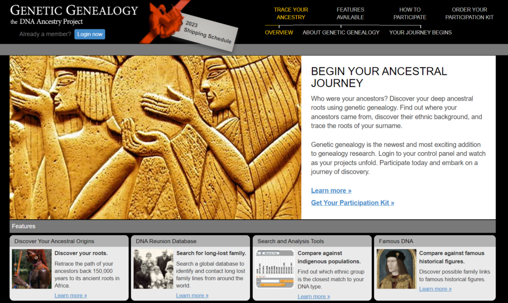 DNA Ancestry Project homepage