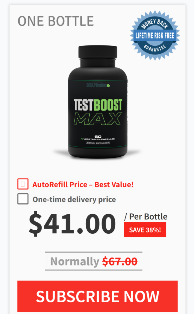 Purchasing options on the Test Boost Max website