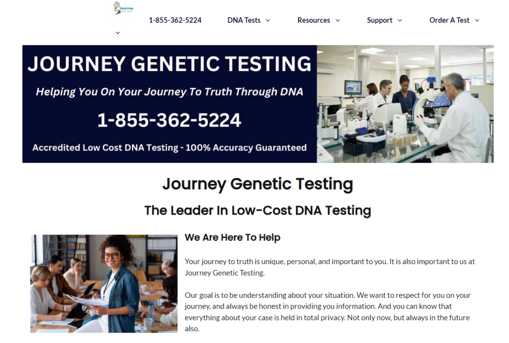 Journey Genetic Testing homepage